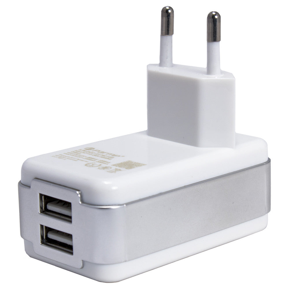 Home Charger | 3.0A | 2U | Micro Cable (1m) — Parmp (DUC-0178210W) White