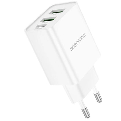 Home Charger | 30W | PD | 2 QC3.0 — Borofone BA70A — White