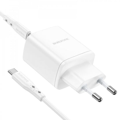 Home Charger | 35W | 2 PD3.0 | C to C Cable (1m) — Borofone BN9 — White