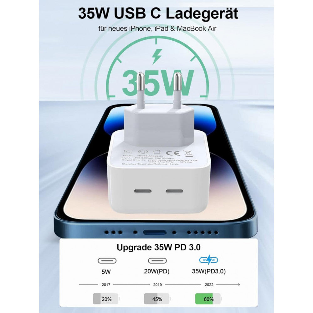 Home Charger | 35W | 2PD | USB C to Lightning Cable (1m) — Apple MHJ83ZM/A