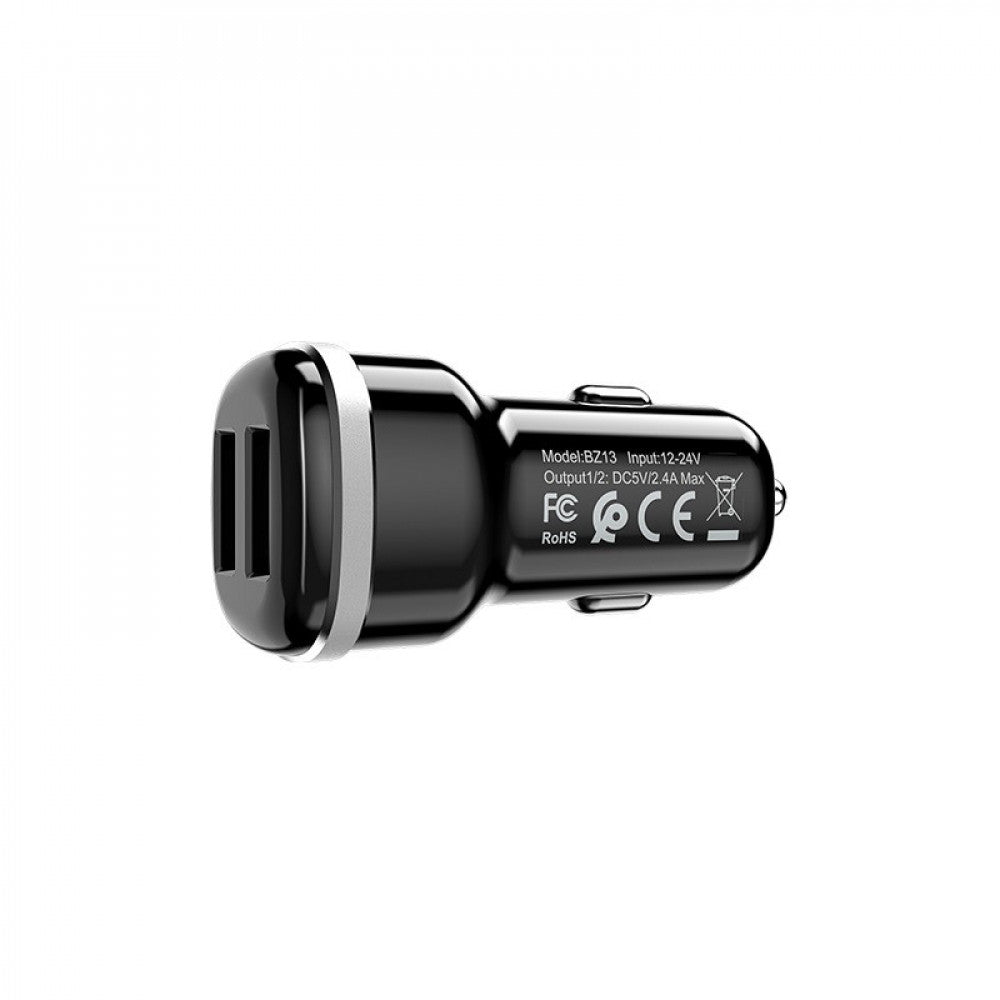 Car Charger | 2.4A | QC3.0 | 2.4A | QC3.0 — Borofone BZ13 — Black