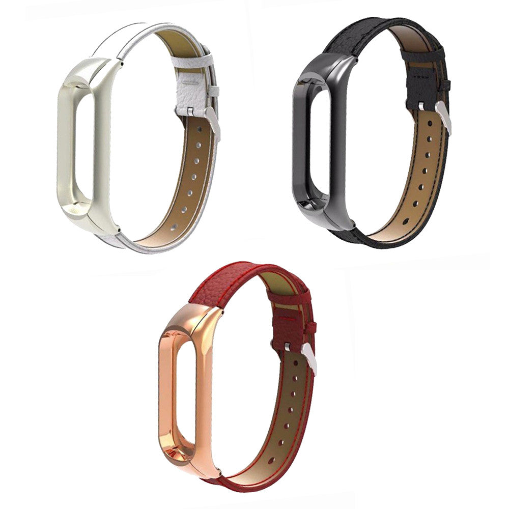 Ремінець Steel & Leather Design (Only) — Xiaomi Mi Band 3 — White