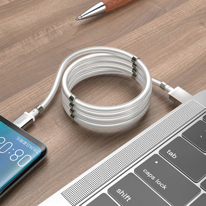 Кабель USB C 2.4A (1m) — Hoco U91 Magnetic — White