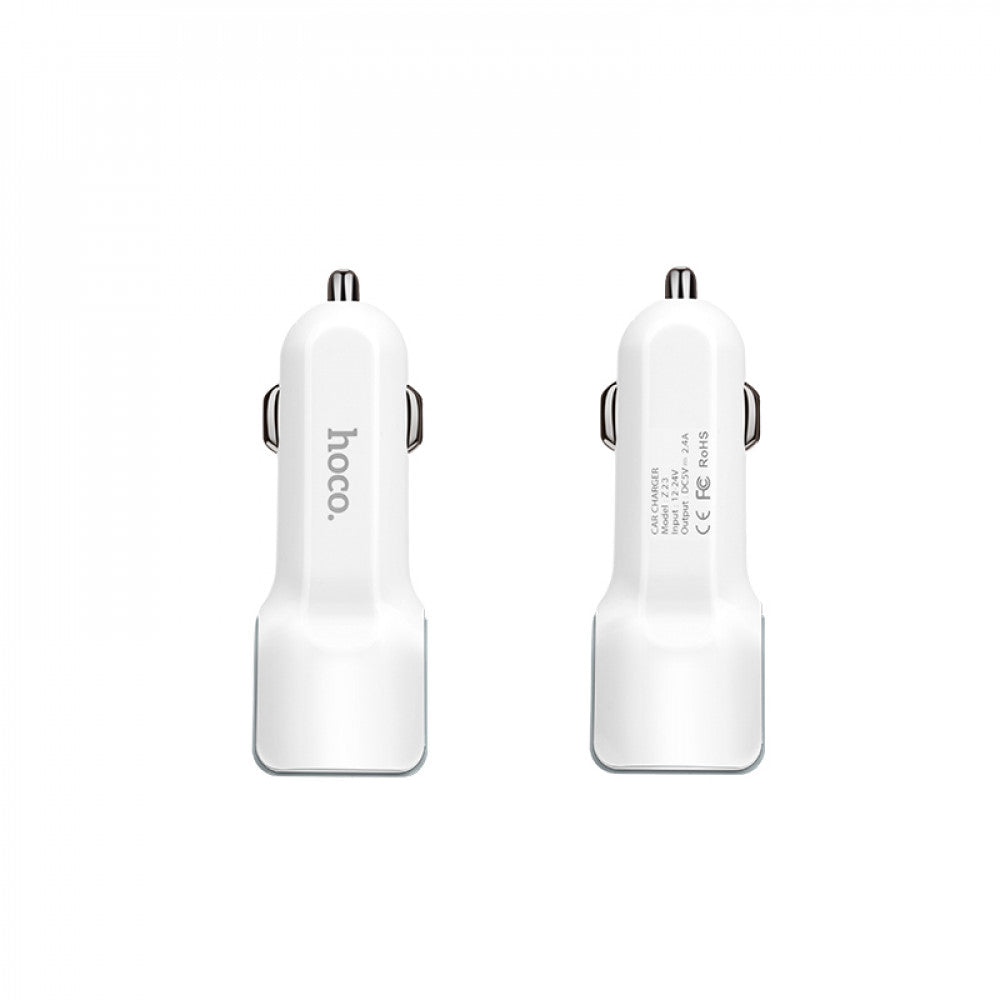 Car Charger | 2.4A | 2U — Hoco Z23 White