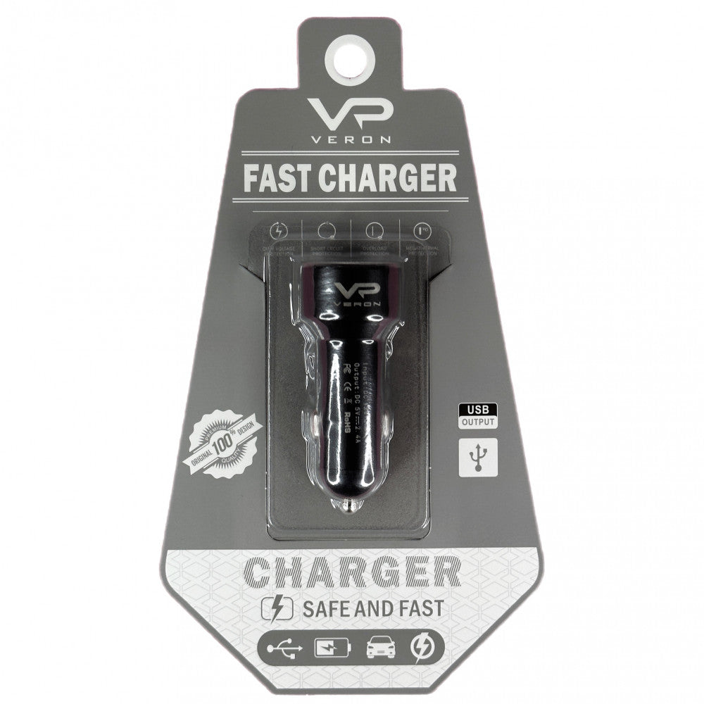 Car Charger | 2.4A | 2U — Veron C-604A with LCD Long