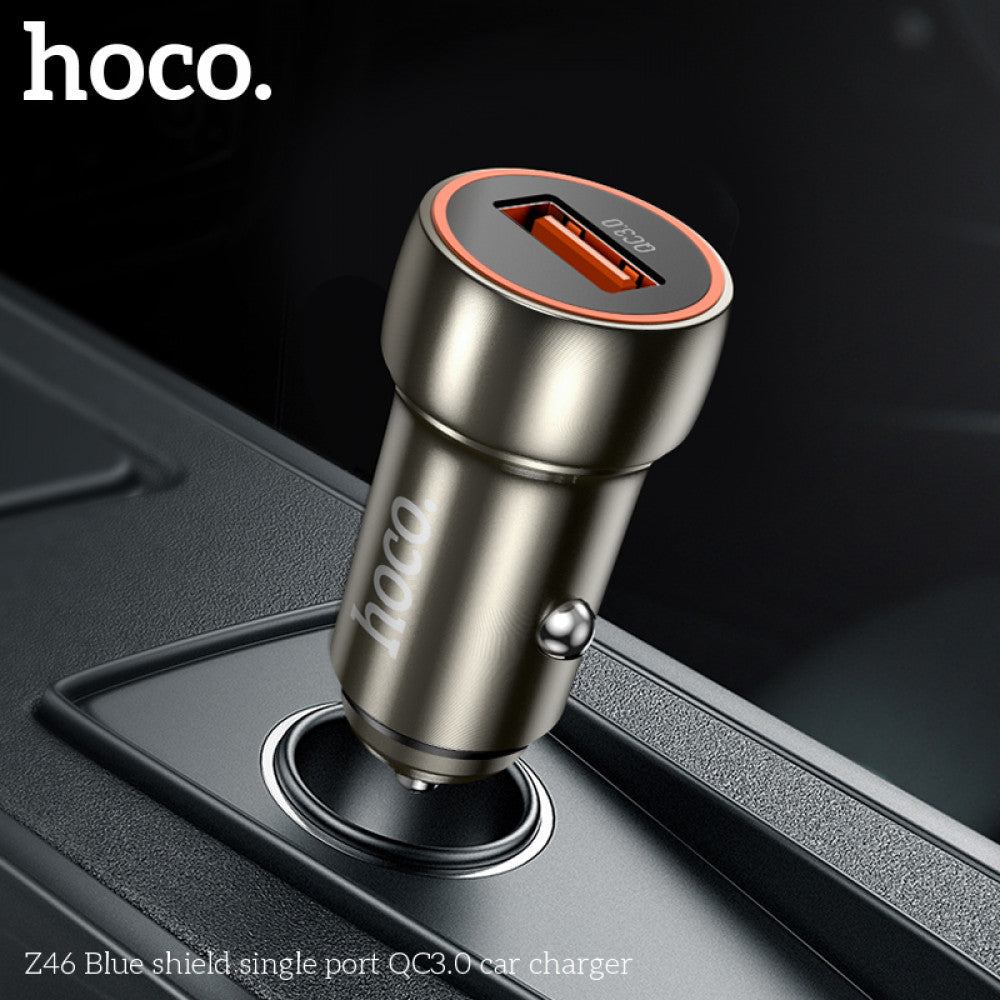 Car Charger | 18W | QC3.0 — Hoco Z46 — Metal Gray