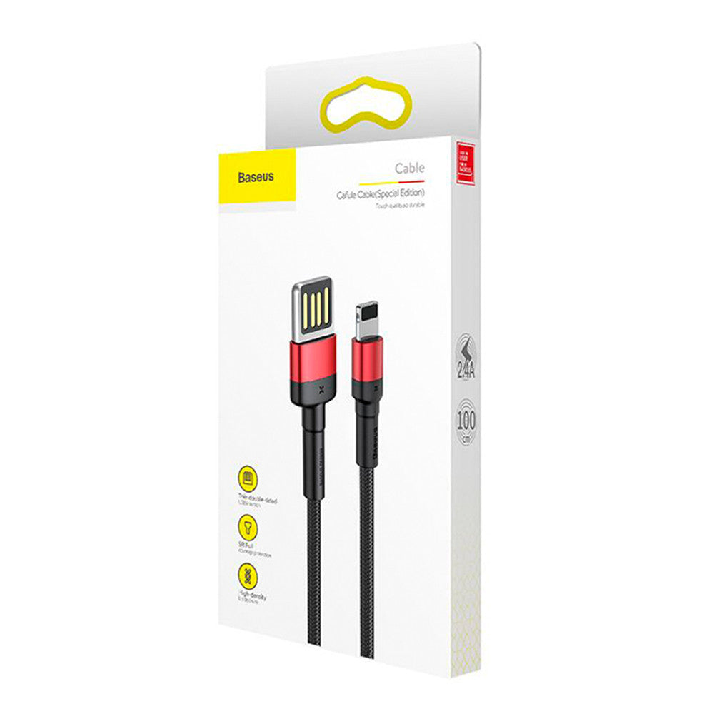 Кабель Lightning 2.4A (1m) — Baseus (CALKLF-G91) Cafule Series (special edition) Red & Black — CALKLF-G91 Red + Black