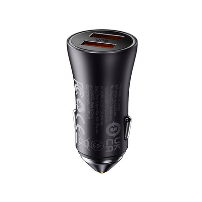 Car Charger | 60W | 2U — Baseus (CGJM0000) Golden Contactor Max Dual Fast Charger — CGJM000013 Dark Gray