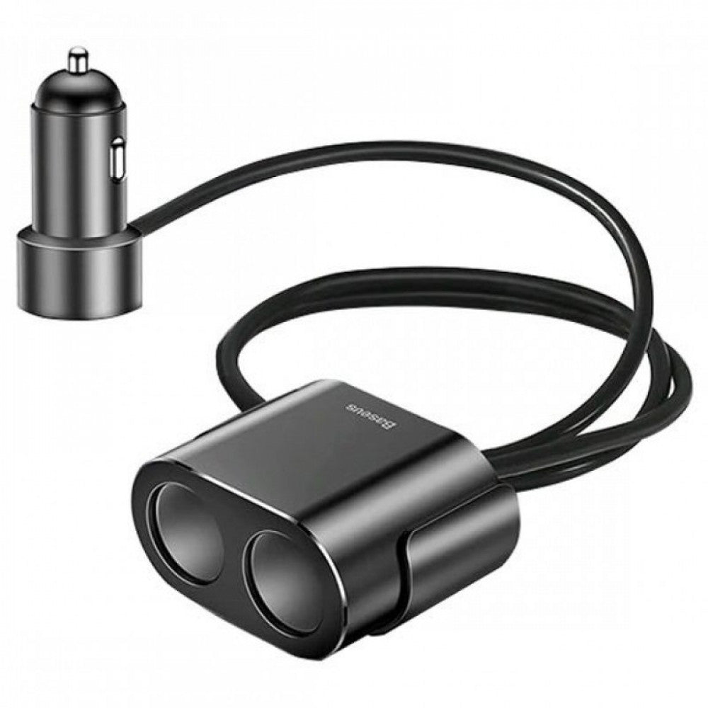 Car Charger | Cigarette Lighter 1 to 2 — Baseus (CRDYQ-01) High Efficiency Black