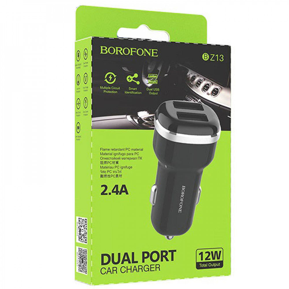 Car Charger | 2.4A | QC3.0 | 2.4A | QC3.0 — Borofone BZ13 — Black