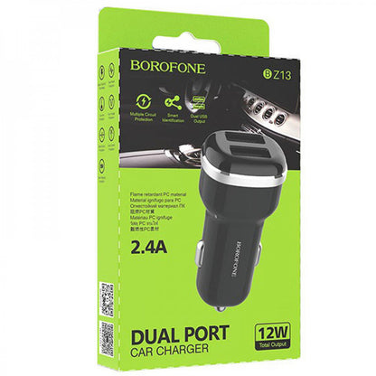 Car Charger | 2.4A | QC3.0 | 2.4A | QC3.0 — Borofone BZ13 — Black