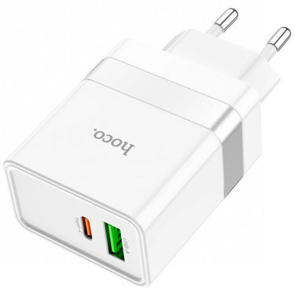 Home Charger | 30W | PD | QC3.0 | C to Lightning Cable (1m) — Hoco N21Pro — White