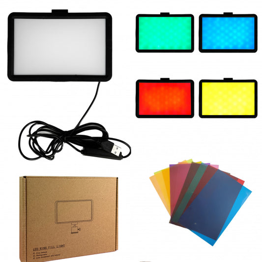 Лампа видеосвет LED | 16 cm 6" | 9 color filters | 120 Lights | USB | 12W,2V