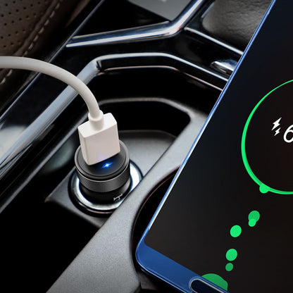 Car Charger | 3.0A | QC3.0 — Hoco Z32 — Metal Gray