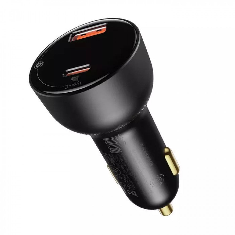 Car Charger | 100W | 2C | C to C Cable (1m) — Baseus (TZCCZX-01) Superme Digital Display PPS Quick Charger — TZCCZX-01 Black