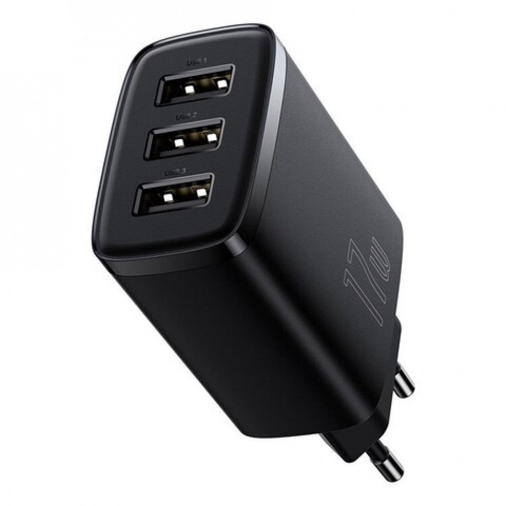 Home Charger | 17W | 3U — Baseus (CCXJ020) Compact Charger — CCXJ020101 Black