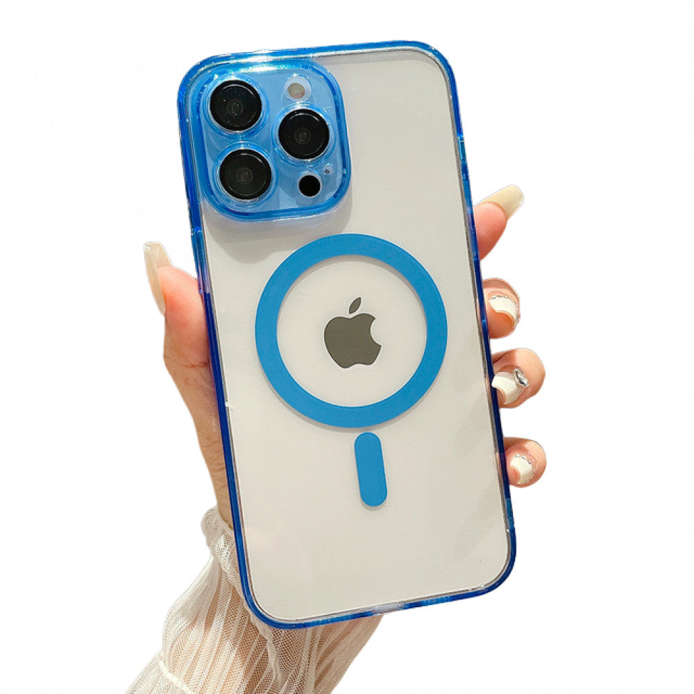 Clear Magnetic TPU+PC Case — iPhone 14  — Blue