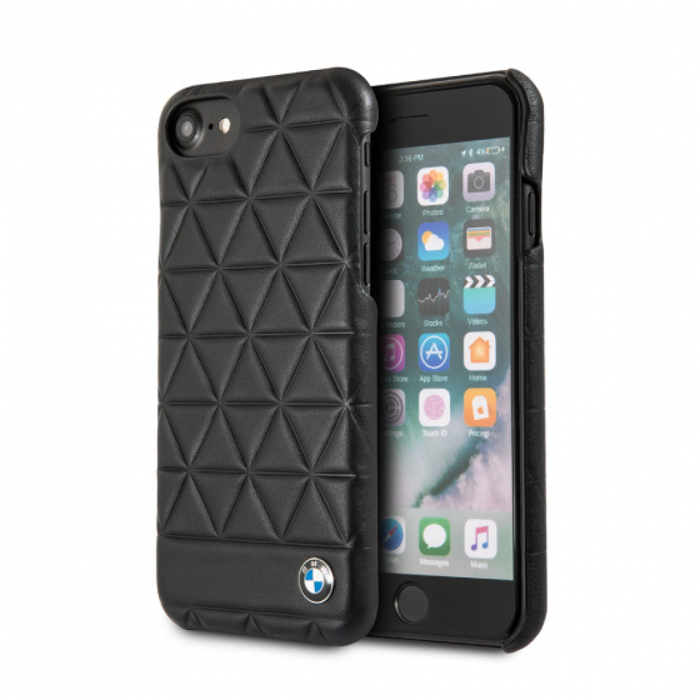 Чехол BMW Embossed Hexagon Real Leather Hard Case для смартфона iPhone 7 Plus ; 8 Plus — Black