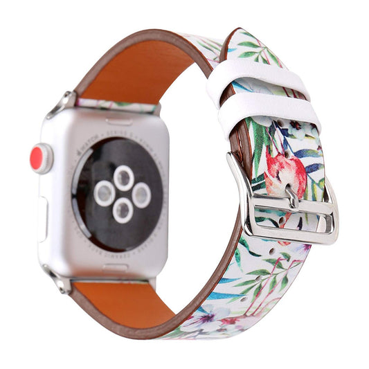 Ремінець Leather Series Flower Pattern — Apple Watch 42 mm | 44 mm | 45 mm | 49 mm — Flamingos