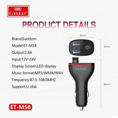 Fm Modulator MP3 | Car Charger | 2.0A | 2U — Earldom ET-M58