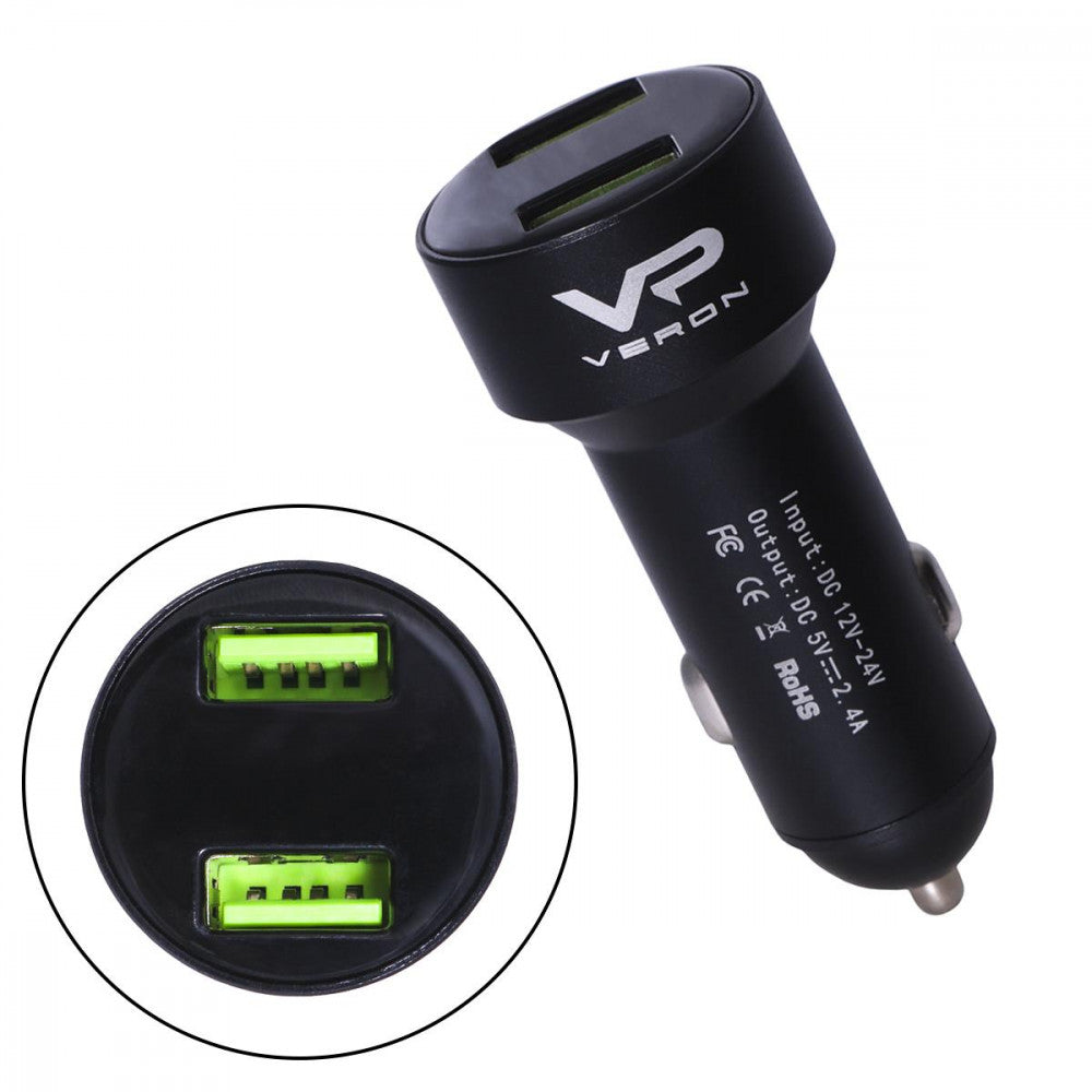 Car Charger | 2.4A | 2U — Veron C-604A with LCD Long