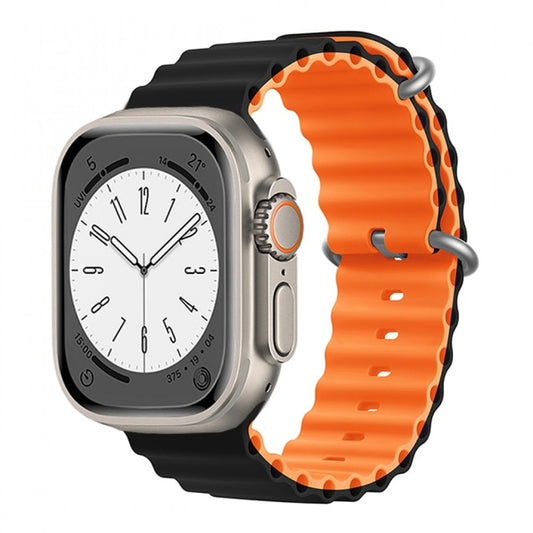 Ремінець Ocean Band Design — Apple Watch 42 mm | 44 mm | 45 mm | 49 mm — Black & Orange