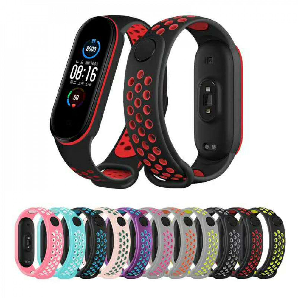 Ремінець Silicone Sport Nike — Xiaomi Mi Band 5 | 6 — Pink & White