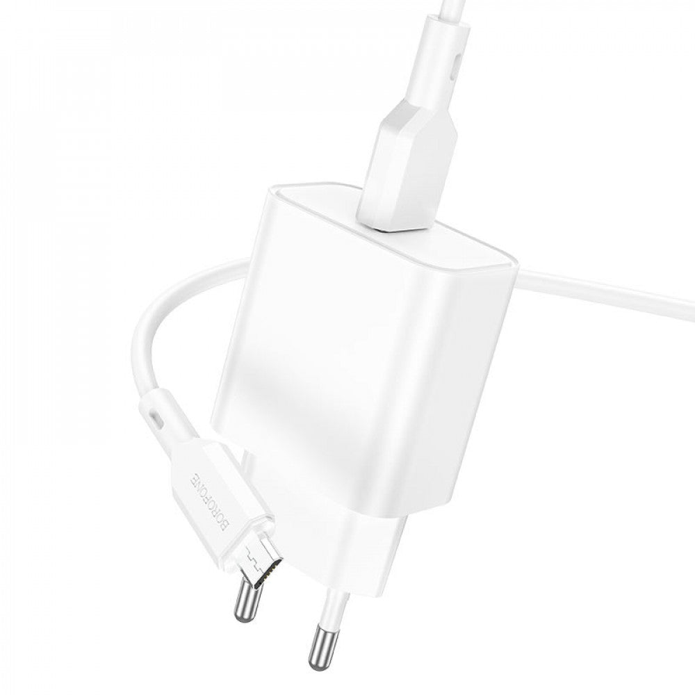 Home Charger | 18W | 1U | Micro Cable (1m) — Borofone BA72A — White