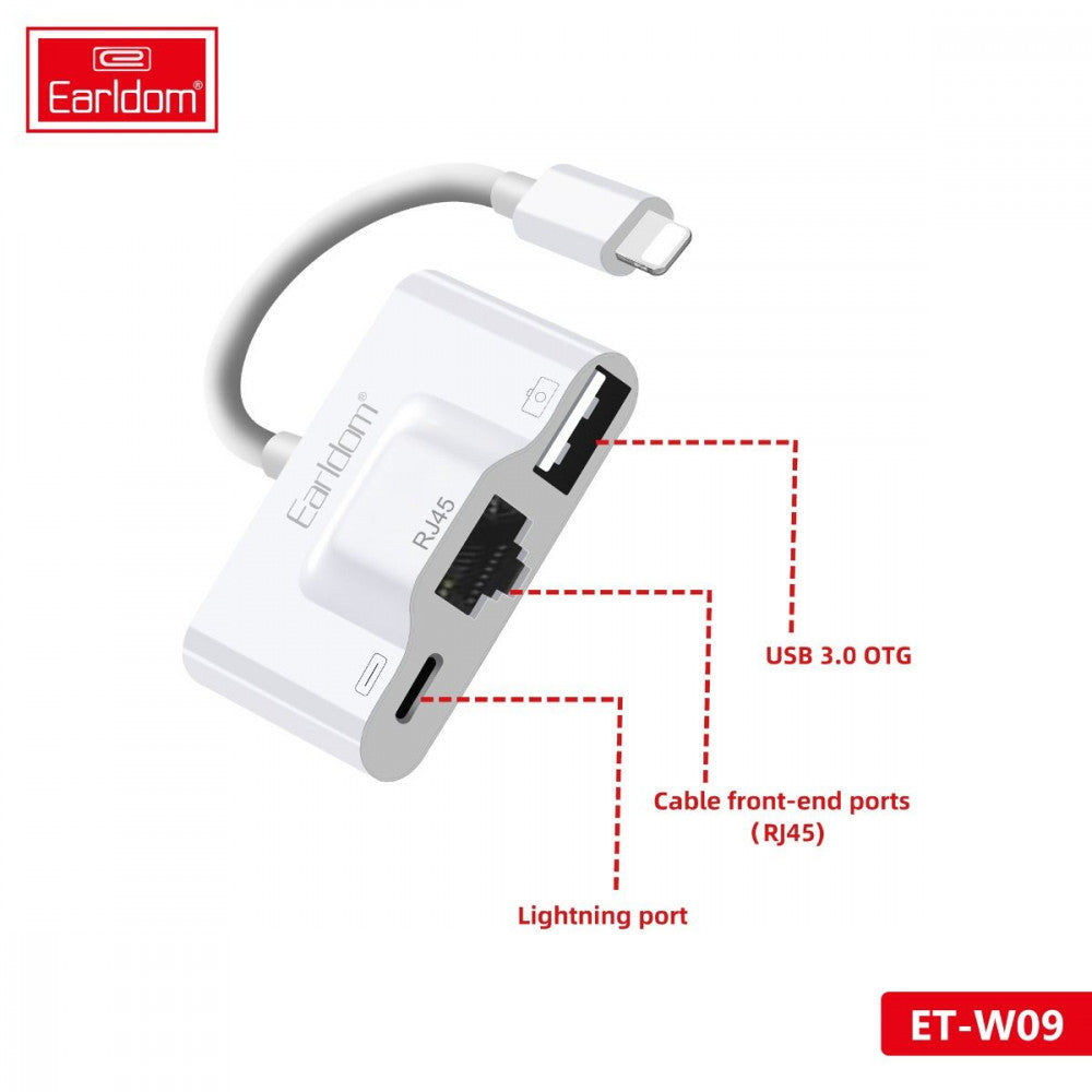 Adapter Lightning To RJ45 ; USB3.0 & Lightning — Earldom ET-OT53