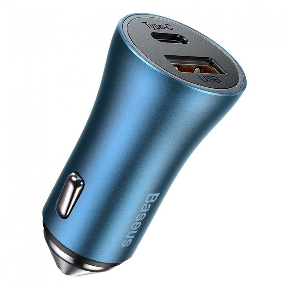 Car Charger | 60W | 1U | 1C — Baseus (CGJM0001) Golden Contactor Max Dual Fast Charger — CGJM000103 Blue