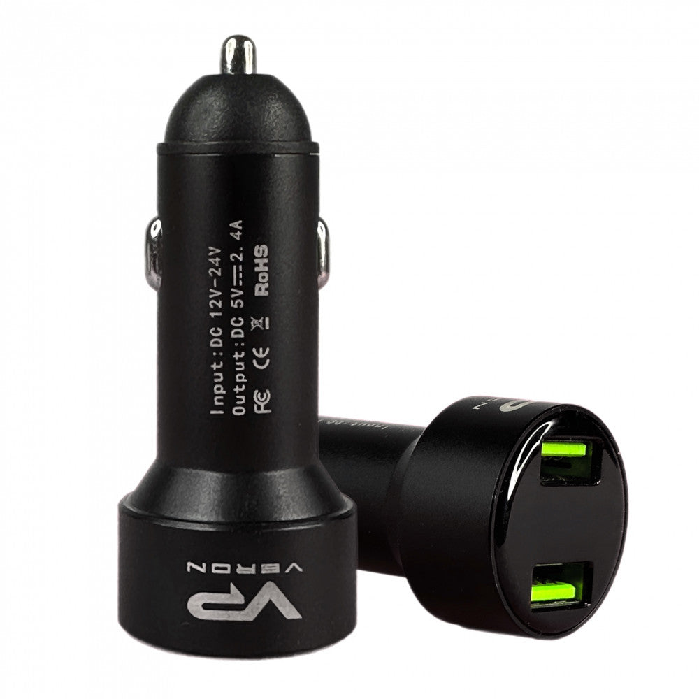 Car Charger | 2.4A | 2U — Veron C-604A with LCD Long