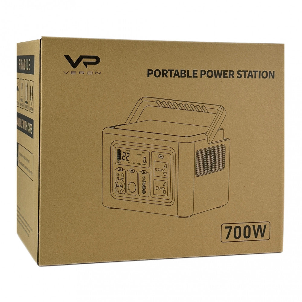 Veron PS700W Power Station - 192000mAh AC220V Ouput/PD 100W Quick charge/Big Capacity Power Bank/LED flashlight---Camping/Emergency Ba