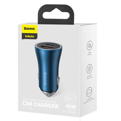 Car Charger | 40W | 1U | 1C — Baseus (CCJD-0) Golden Contactor Pro Dual Quick Charger — CCJD-03 Blue