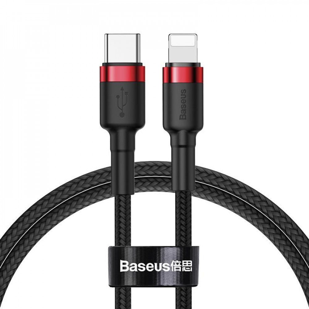 Кабель USB C to Lightning 18W PD (1m) — Baseus (CATLKLF) Cafule Series — CATLKLF-G1 Gray & Black