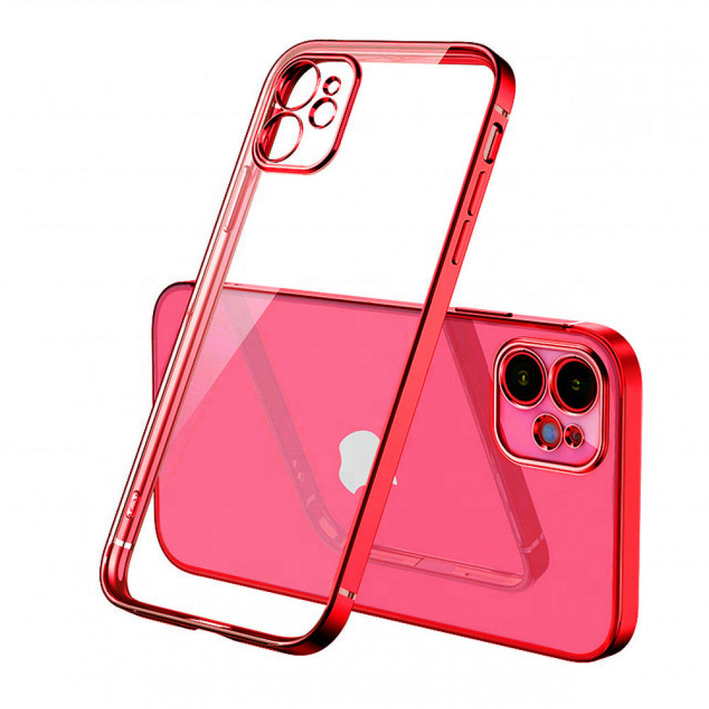 Electroplating TPU Case with Camera Lens protector — iPhone 13 6.1" — Red