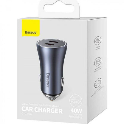 Car Charger | 40W | 2C — Baseus (CGJP0000) Golden Contactor Pro Dual Fast Charger Blue — CGJP000013 Dark Blue