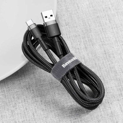 Кабель USB C 3A (0.5m) — Baseus (CATKLF-A) Cafule Series — CATKLF-AG1 Gray + Black