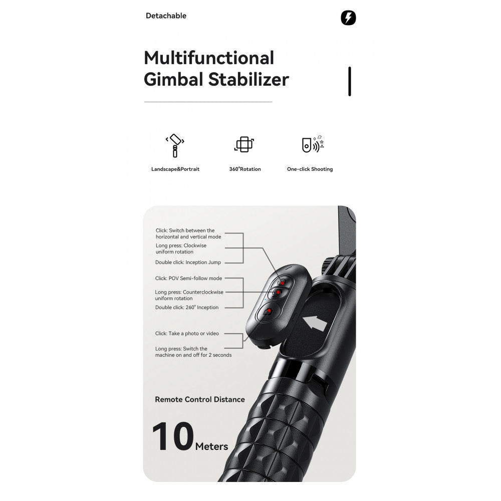 Gimbal Stabilizer | Button Bluetooth | LED Lamp | Q09