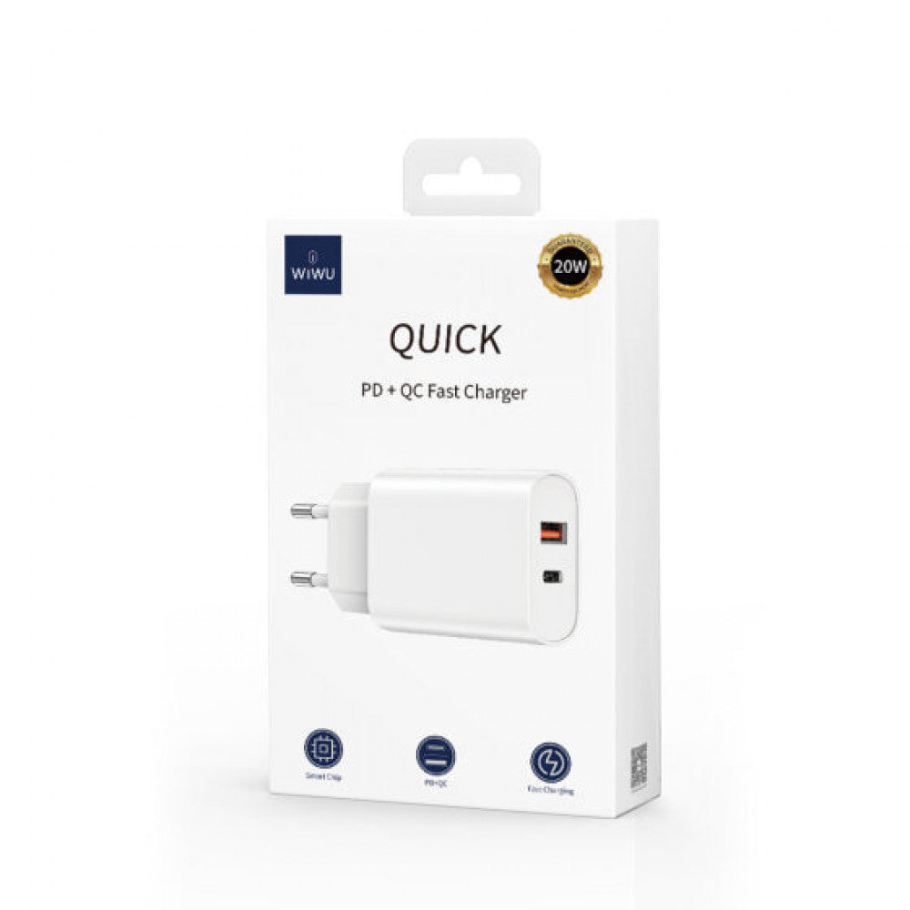 Home Charger | 20W | PD | QC3.0 — WiWU Wi-U002 — White