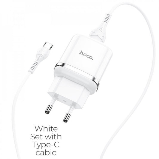 Home Charger | 18W | QC3.0 | USB C Cable (1m) — Hoco N3 — White