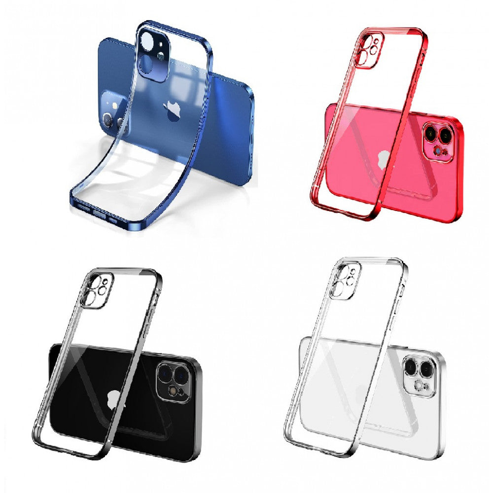 Electroplating TPU Case with Camera Lens protector — iPhone 13 6.1" — Silver