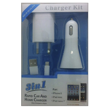 Home & Car Charger & Lightning Cable 2.1A 1U — Apple 3 in 1 DLS-T27 White