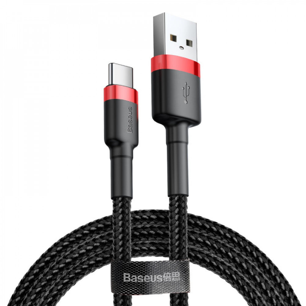 Кабель USB C 3A (0.5m) — Baseus (CATKLF-A) Cafule Series — CATKLF-A91 Red + Black