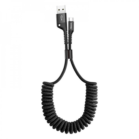 Кабель USB C 2A (1m) — Baseus (CATSR-01) Fish-eye Spring Data Black