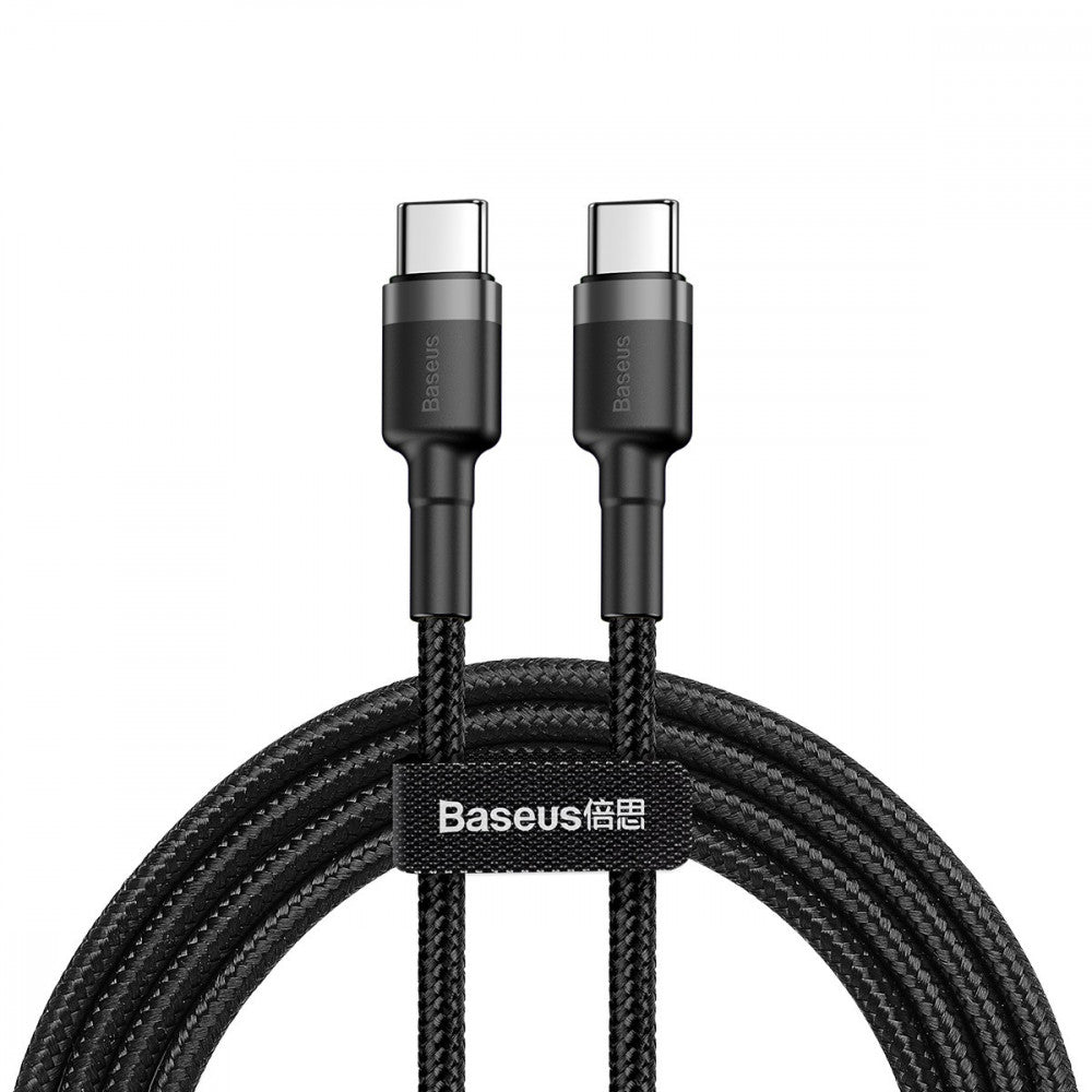 Кабель USB C to C 60W PD2.0 (1m) — Baseus (CATKLF-GG1) Cafule Series — CATKLF-GG1 Gray +Black