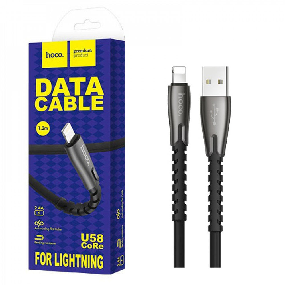 Кабель Lightning 2.4A (1.2m) — Hoco U58 — Black