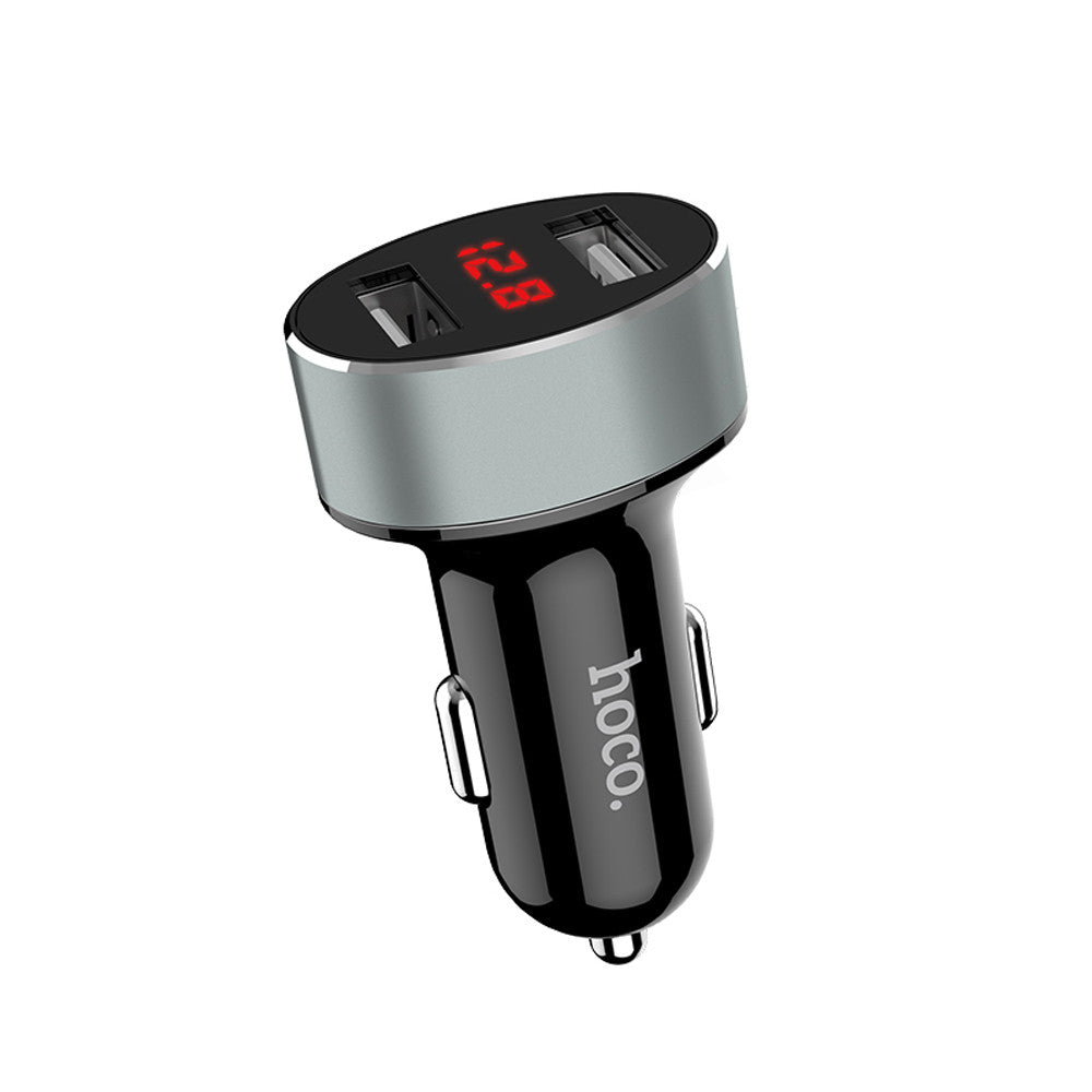 Car Charger | 2.1A | 2U | Digital Display — Hoco Z26 — Black