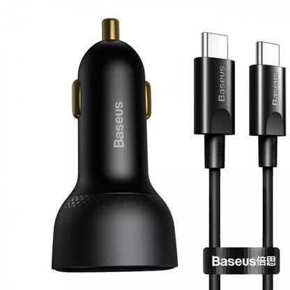 Car Charger | 100W | 2C | C to C Cable (1m) — Baseus (TZCCZX-01) Superme Digital Display PPS Quick Charger — TZCCZX-01 Black