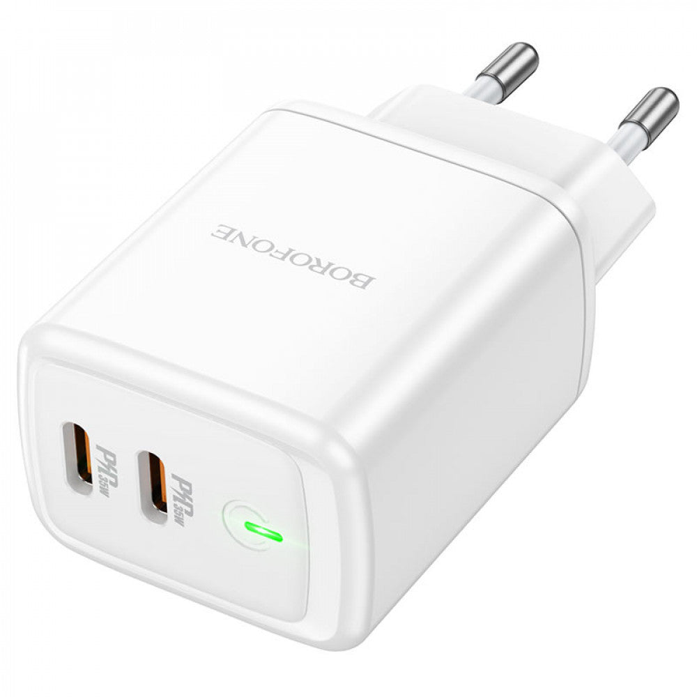 Home Charger | 35W | 2 PD3.0 | C to C Cable (1m) — Borofone BN9 — White