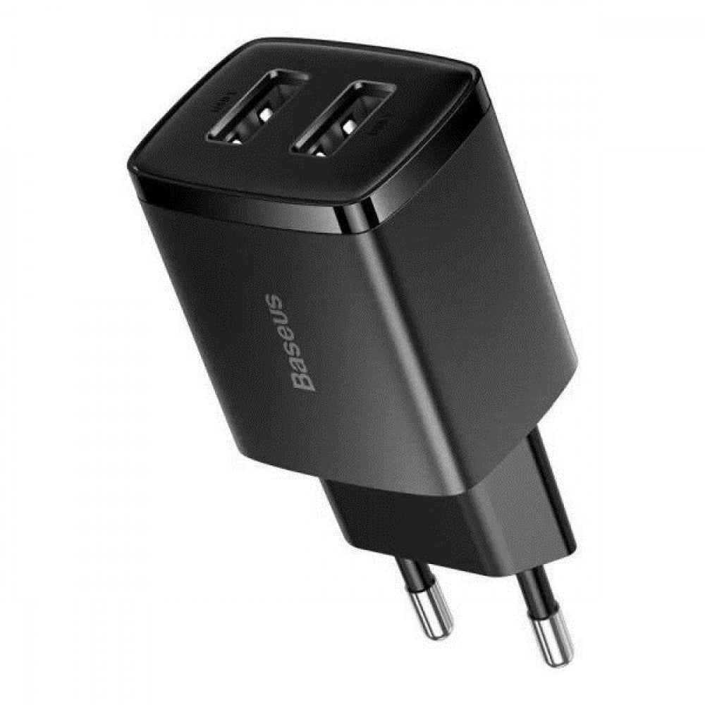 Home Charger | 10.5W | 2U — Baseus (CCXJ010) Compact Charger — CCXJ010201 Black